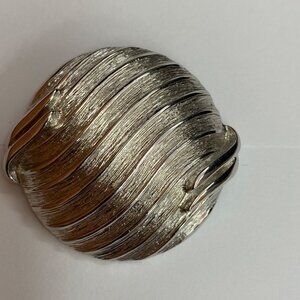 Vintage Monet Silver-Tone Swirled Round Brooch Pin J0173